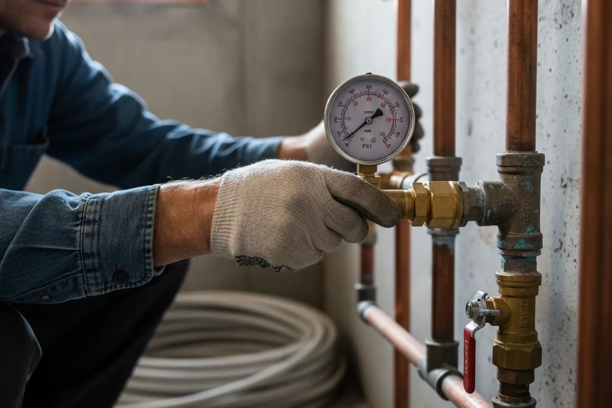 Pressure testing a repaired line during Water Line Repair in Tall Timbers